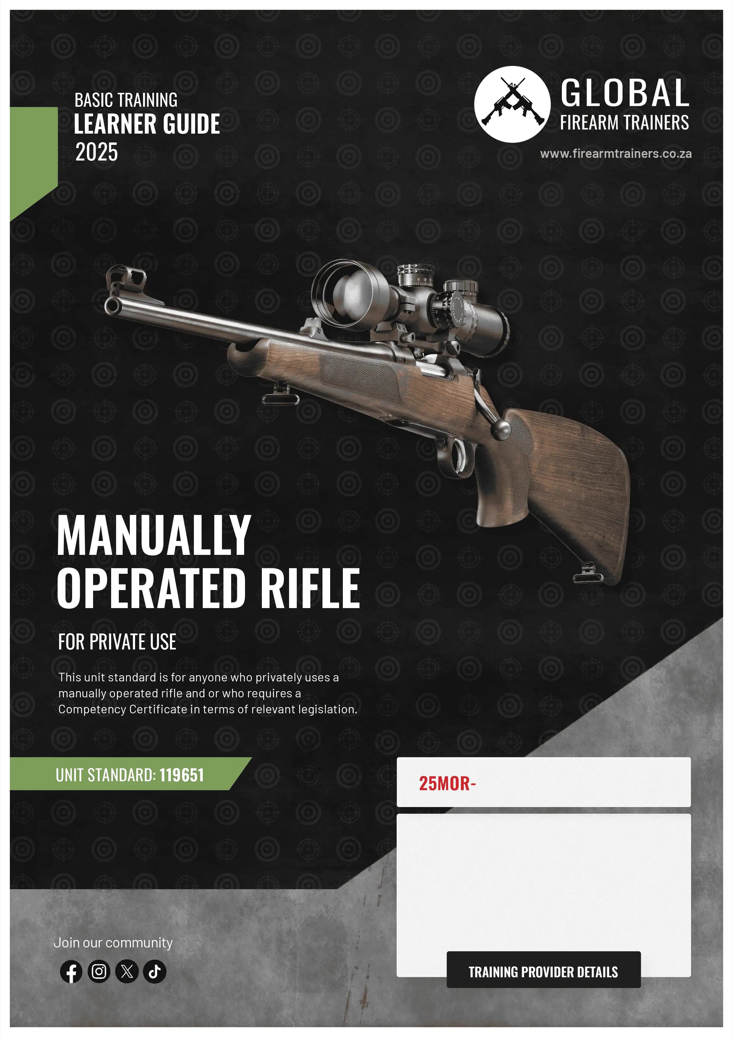 Manually operated rifle learner guide cover