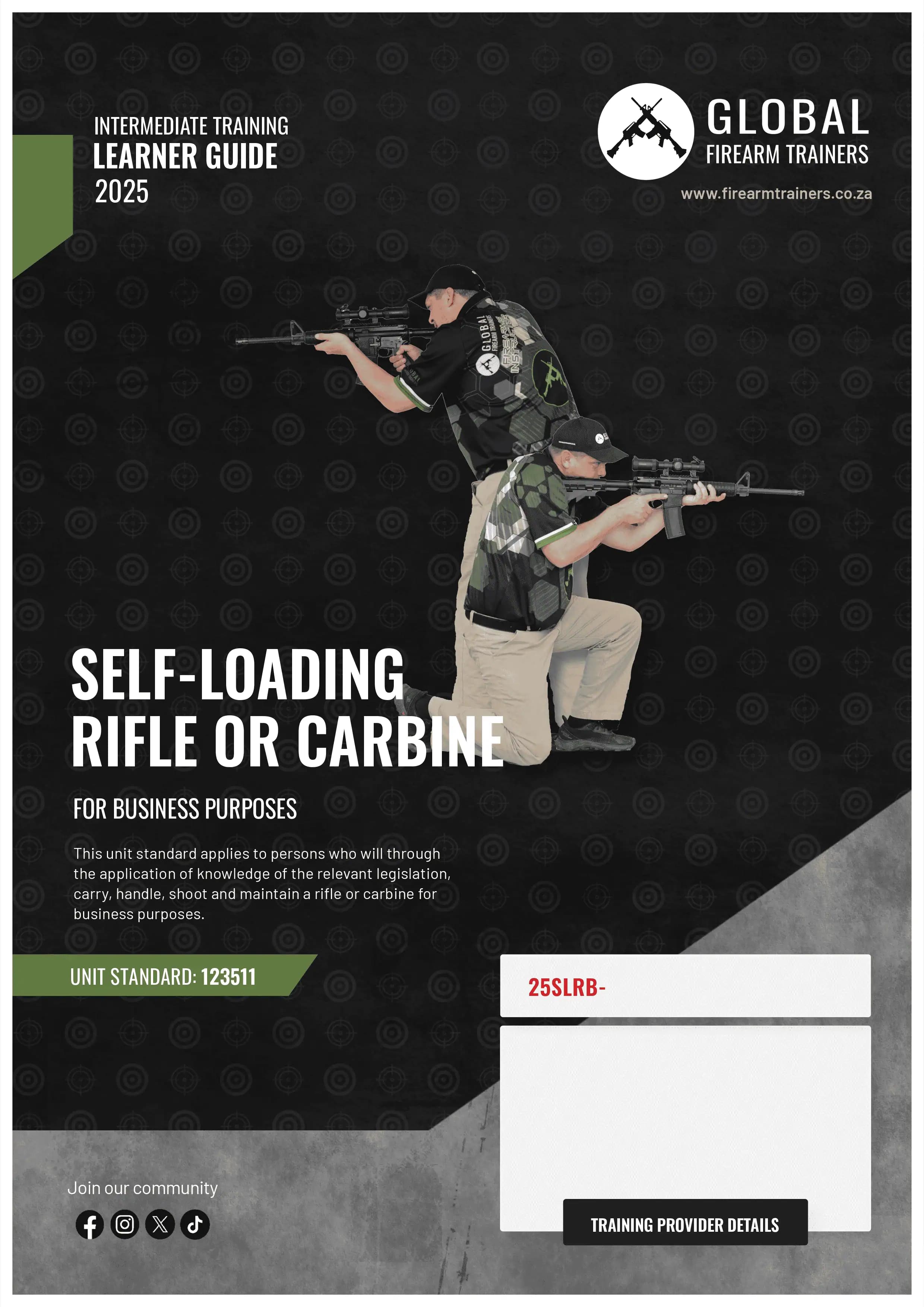 Self-loading rifle / carbine learner guide cover