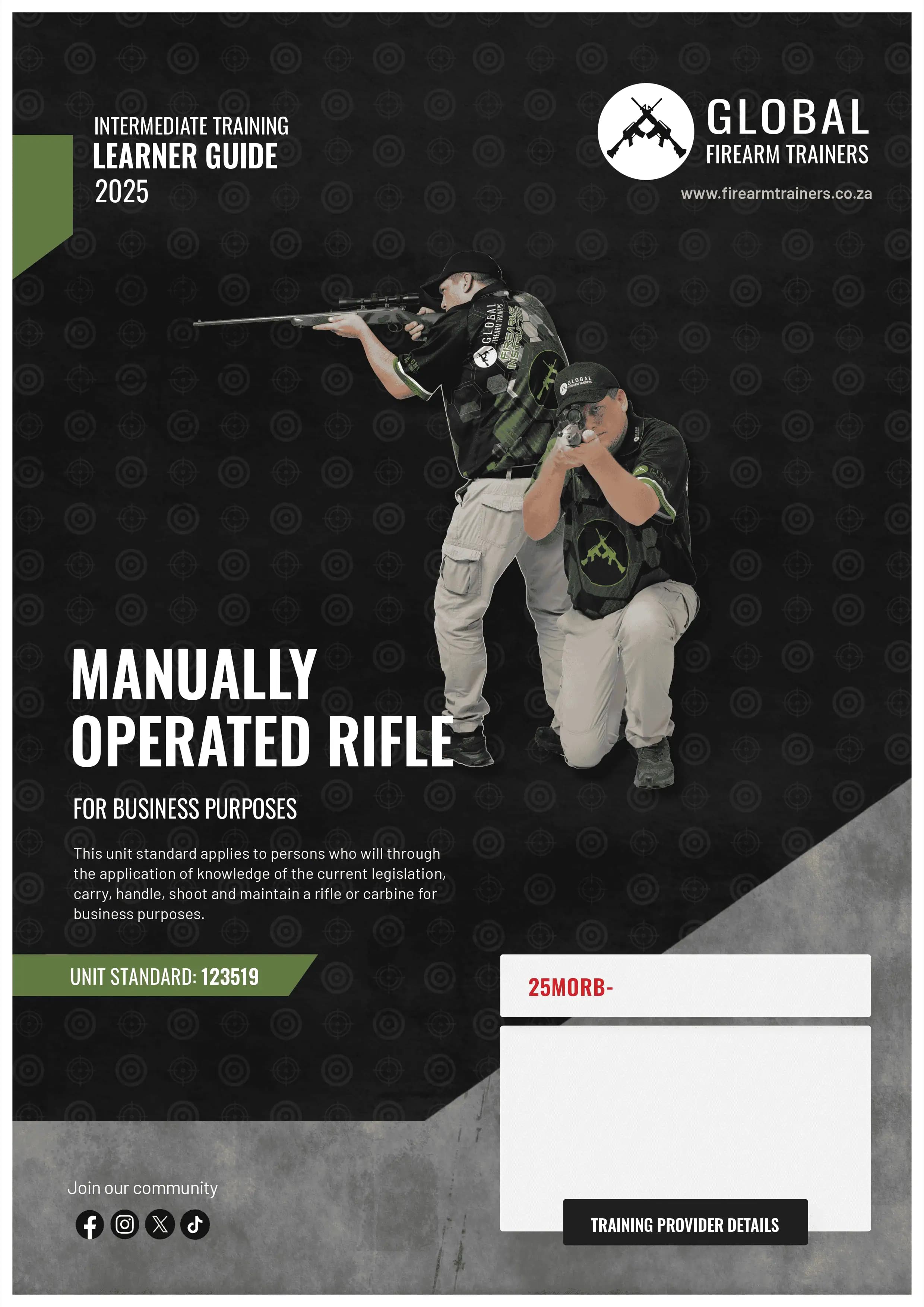 Manually operated rifle learner guide cover